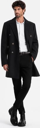 Ombre Clothing Płaszcz męski dwurzędowy Touray czarny L