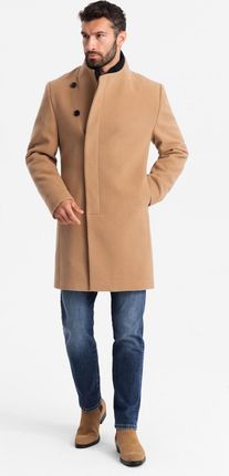 Ombre Clothing Płaszcz męski Shihab jasnobrązowy XL