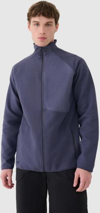 Męska bluza ze stójką rozpinana bez kaptura 4F 4FWSS25TSWSM1751 - granatowa