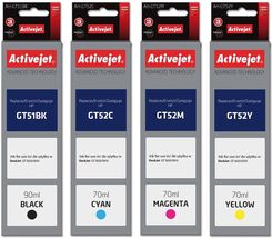 Activejet AH-GT51BK+AH-GT52C/M/Y Tusz do HP Deskjet GT5810 GT5820 czarny+kolor