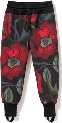 Spodnie softshell czarne w czerwone kwiaty