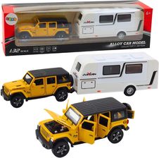 Zdjęcie Lean Toys Zestaw Auto Terenowe Kamper Metalowe Napęd Światła Dźwięki Żółte 1:32 - Pszów