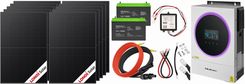 Off-gridowy zestaw solarny 4000W: 10 x paneli 430W + 2 x GEL 100AH + balanser 24V + przewody do połączenia + hybrydowy inwerter solarny Off-Grid Qolte