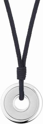 Męski naszyjnik srebrna okrągła zawieszka ze stali szlachetnej na czarnym sznurku