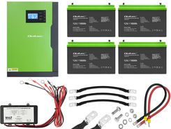 Zdjęcie Zestaw:  hybrydowy inwerter solarny Off-Grid Qoltec 10kVA/5.5kW 100A 48V MPPT SINUS + 4 x  akumulator żelowy Qoltec GEL Professional LongLife 12V 100A - Koziegłowy
