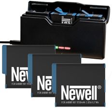Zestaw: 3 x akumulator Newell AHDBT-901C do GoPro Hero 9/10/11 [1730mAh] + ładowarka trójkanałowa Newell USB-C do GoPro