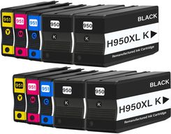 Zestaw 2 kompletów tuszów do drukarki HP (zamiennik nr HP 950XL/951XL) PRO8100 PRO8600 251dw 276dw + 2 x czarny tusz
