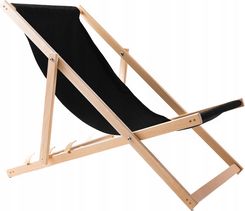 Wood Ok Leżak Plażowy Ogrodowy Drewniany Składany Mocny Woodok Tkanina Czarna 1809282964