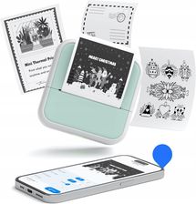 Zdjęcie Drukarka Termiczna Bluetooth do Zdjęć Naklejek Notatek Etykiet 53mm 203DPI / S1 / Zielony - Biłgoraj
