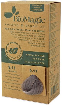Biomagic Farba Do Włosów Intensywny Popielaty Bardzo Jasny Blond (9.11) 250g
