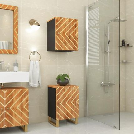 Zakito Home Wisząca Szafka Łazienkowa Lite Drewno Mango 38X33,5X48Cm Brązowo-Czarna (ZH356803) - zdjęcie 2