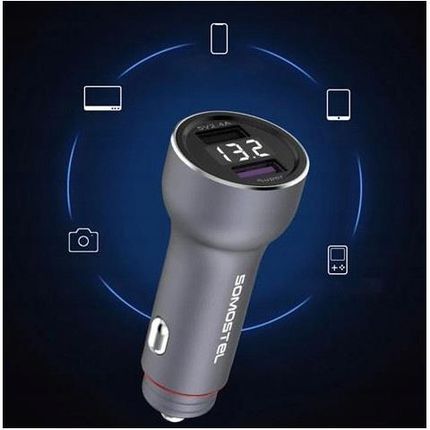 Somostel Aluminiowa 2X Usb 5A 30W Qc 3.0 Lcd I Kabel Lightning - zdjęcie 6