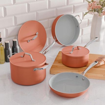 Ceramiczny zestaw garnków i patelni CIARRA CBCWSO7 4 elementy pomarańczowy - zdjęcie 5