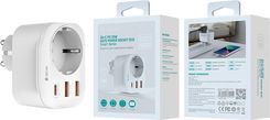 Devia Gniazdo Sieciowe Ładowarka Smart Pd 20W 1X Usb-C 2X Usb Biała