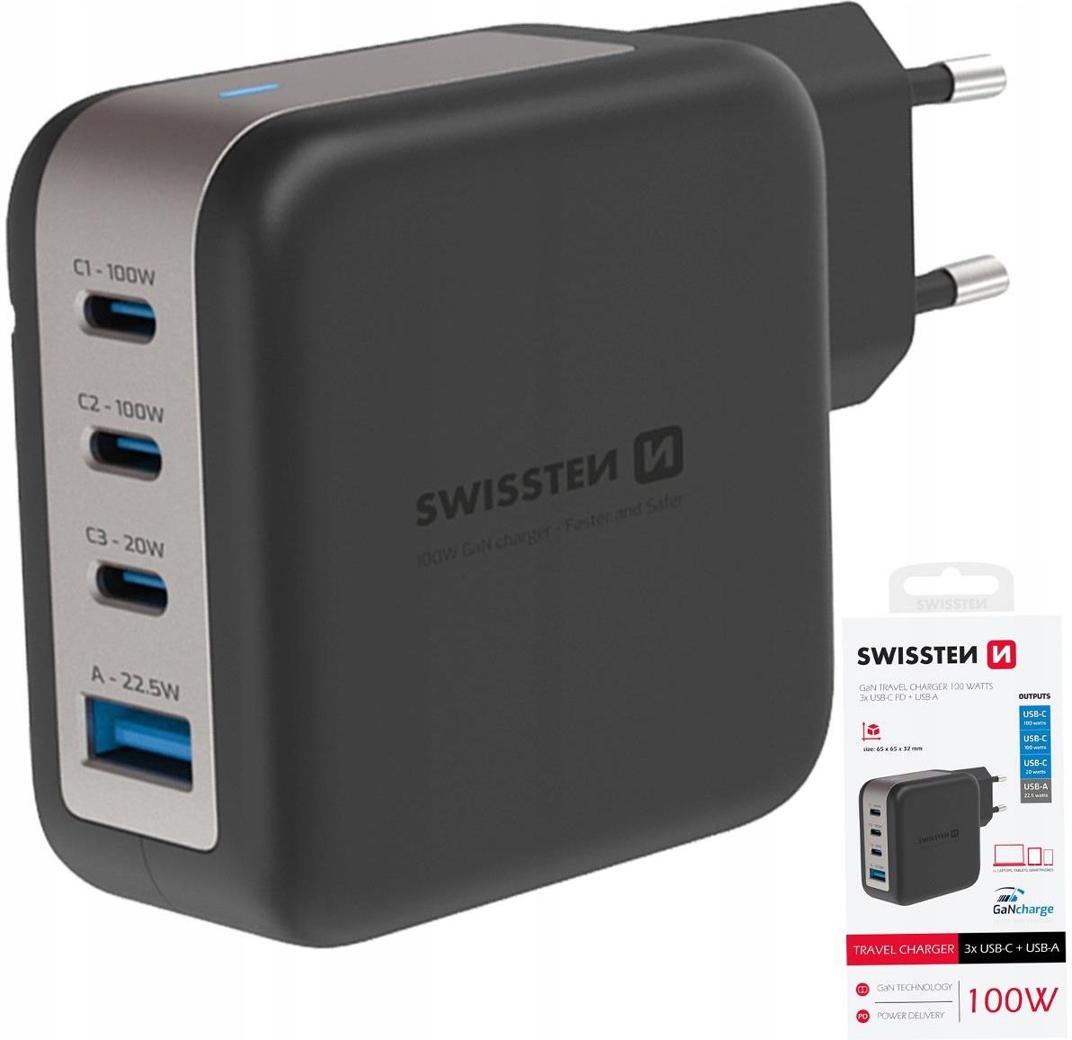 Chargeur Usb C Gan 100W, Station De Charge Avec Écran Led, 4 Ports (2 Chargeur Usb C Gan 100W, Station De Charge Avec Écran Led, 4 Ports (2