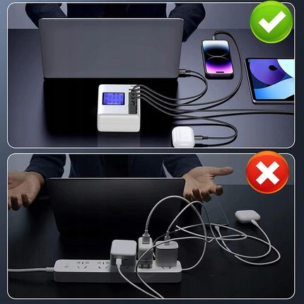 Bedee 8X Usb Zasilacz 60W Lcd - zdjęcie 2