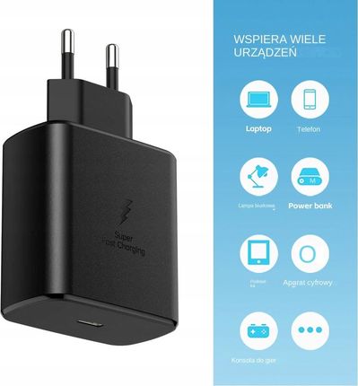 2M Do Samsung 45W Flash Charge Głowica Ładująca Czarna - zdjęcie 3