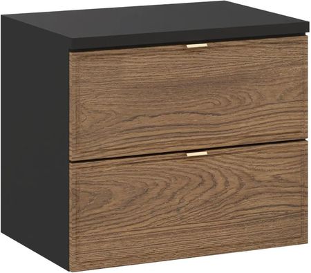 Comad Szafka Pod Umywalkę Nablatową Talia Casella 2S 60Cm Dąb Casella/Czarny Mat Z Blatem (CDSETTCBBLACK60CM)
