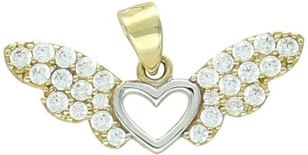 Złota zawieszka serce ze skrzydłami ozdobione cyrkonią próba 333, DIA-ZAW-1553-333