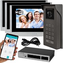 Wideodomofon Vidos IPX POE 3 Monitory M100-X + S100 Podczerwień MicroSD System POE, Furtka/brama, 3 Monitory 7