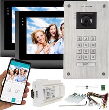 Wideodomofon 2IP 2 żyłowy na 2 monitory WiFi Vidos M200B-X + S204 Android Podczerwień MicroSD System 2-żyłowy, Furtka/brama, Montaż podtynkowy, 2 Moni