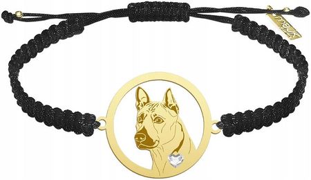 Złota Bransoletka z psem Thai Ridgeback SREBRO 925 Biżuteria Makrama GRAWER