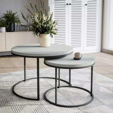 Blat laminowany szary okrągły fi 68 cm do biurka, stołu, stolika KOLM - zdjęcie 4
