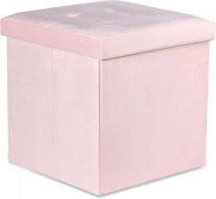 Zdjęcie Pufa składana L z guzikami - 38x38x38cm aksamit róż - Krapkowice