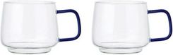 Gyro kpl. 2 kubków szklanych La Cafetière z niebieskim uchwytem, 275 ml