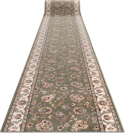 Bestenteppichede Chodnik Nain Wełniany Kwiaty 7338 51088 / Beż 100cm Zielony 100x1150cm