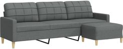 Zakito Europe Sofa 3 Osobowa Ciemnoszara 226X77X80Cm + Podnóżek 70X55X41Cm (Ze3278250)
