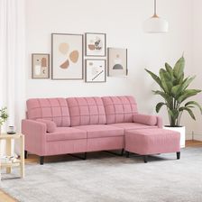 Dkd Home Decor sofa 3-osobowa z podnóżkiem różowa 180 cm aksamitna