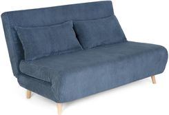 Zdjęcie Homla Sofa SOLACE 2-osobowa z funkcją spania sztruksowa granatowa 140x91x84 cm - Kórnik