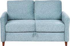 Beliani Sofa 2-osobowa niebieska tapicerowana grubo wyścielana z pojemnikiem podłokietnikami styl nowoczesny do salonu