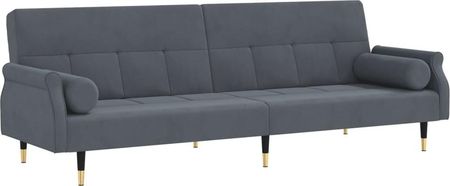 Dkd Home Decor Sofa rozkładana z poduszkami ciemnoszary aksamit - zdjęcie 2