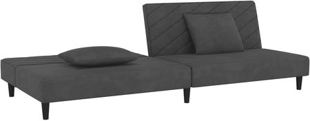 Dkd Home Decor Sofa 2-osobowa z 2 poduszkami ciemnoszary aksamit - zdjęcie 2