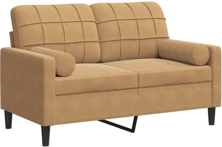 Dkd Home Decor sofa 2-osobowa z dekoracyjnymi poduszkami brązowa 120 cm aksamitna - zdjęcie 2