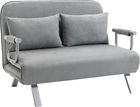 HOMCOM Sofa dwuosobowa z funkcją spania, łóżko pojedyncze z poduszkami, regulowana sofa dwuosobowa, rozkładana sofa do salonu, obciążenie do 150 kg, a