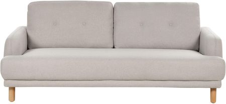 Beliani Sofa trzyosobowa beżowoszara tapicerowana poliestrem drewniane nóżki retro minimalistyczny styl meble do salonu