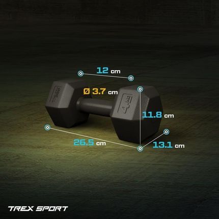 Trex Sport Zestaw Hantelek Bitumicznych 2X4Kg Czarne - zdjęcie 5