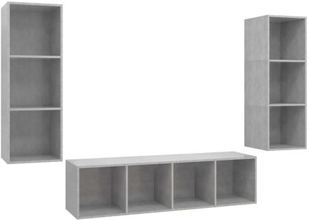 Zakito Home Wisząca Szafka RTV Beton 3szt. 37x37x107 142,5 cm_szarość (ZH3079749)