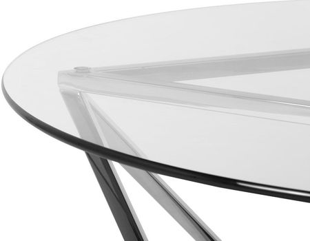 Euro-Home Nowoczesny okrągły szklany stolik osadzony na geometrycznej podstawie Ø105x36 cm C032 - zdjęcie 2