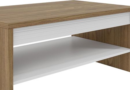 Ml Meble Stolik kawowy z półką DALLAS 16-01 biały połysk orzech 69x109cm - zdjęcie 2