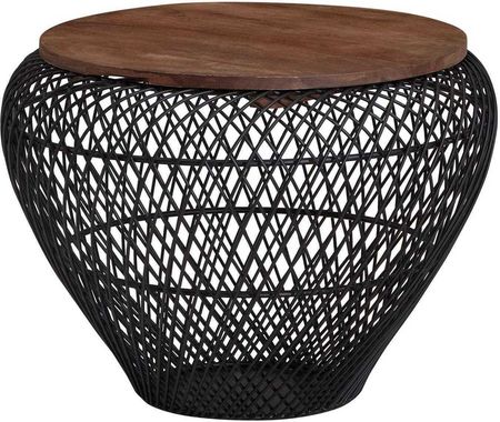 Wohnling Stolik kawowy 60x60x45 cm metal / lite drewno mango ze schowkiem |