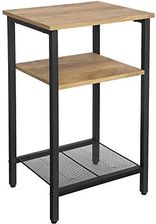 Vasagle INDESTIC LET201B05 Stolik Roboczy/Nocny Trzy P�ki Wytrzyma�a Stalowa Rama Miodowo-Br�zowy/Czarny 34 x 29 x 58 cm