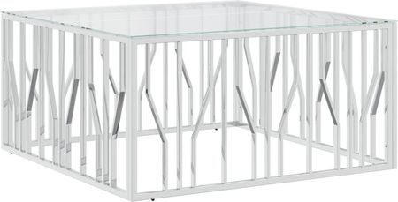 Prolenta Premium Stolik kawowy 100x100x50 cm stal nierdzewna i szkło