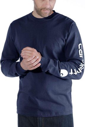 Koszulka Carhartt Logo Long Sleeve Navy - zdjęcie 2