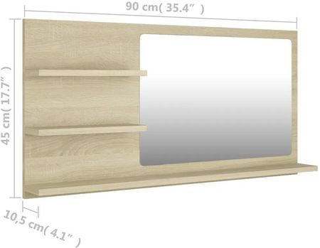 Zakito Home Lustro 3-półkowe dąb sonoma 90x10,5x45cm (ZH805018) - zdjęcie 3