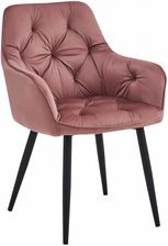 Zdjęcie Krzesło JORK Do Jadalni Salonu róż aksamit nogi czarne 1szt. tapicerowane - Brzeg