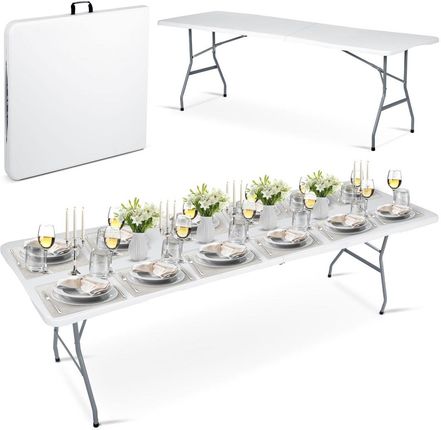 Plonos Stół Ogrodowy Składany 244 cm Biały 440100